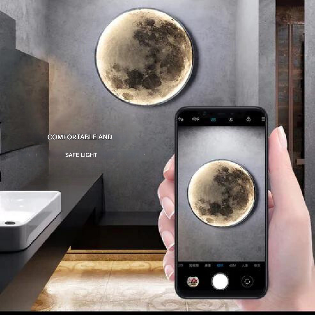 Round Wall Lamp with Moon Print - Moonique