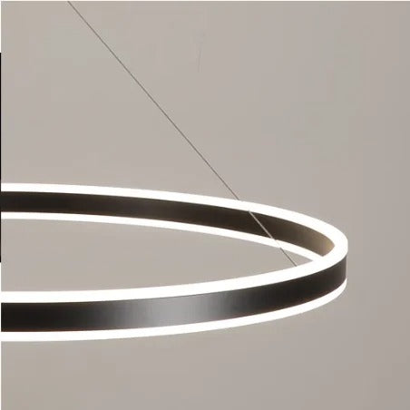 Black pendant lamp with single circular ring element