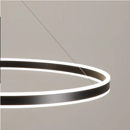 Black pendant lamp with single circular ring element