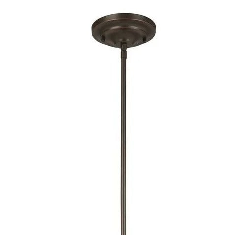Bronze pendant lamp with bell-shaped frosted glass shade