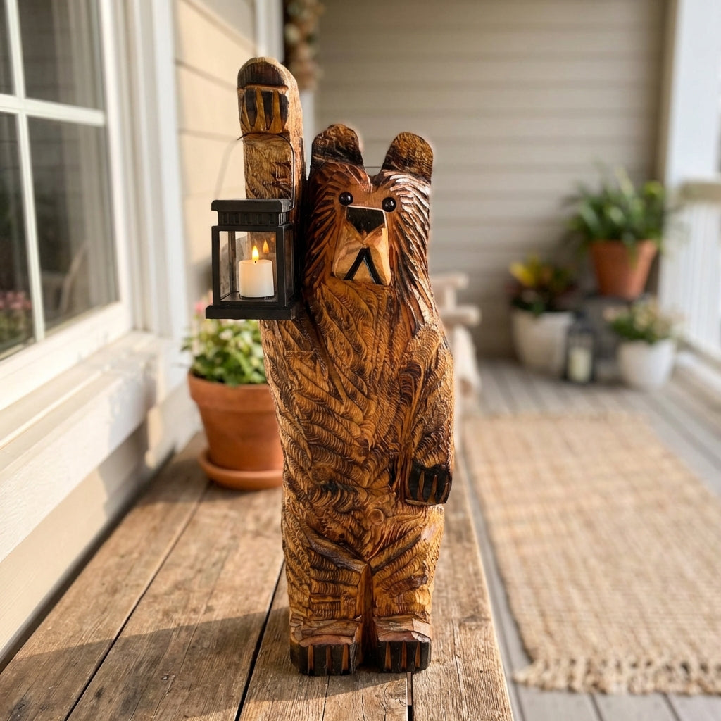 Carved Standing Lantern Statue - Bearlume