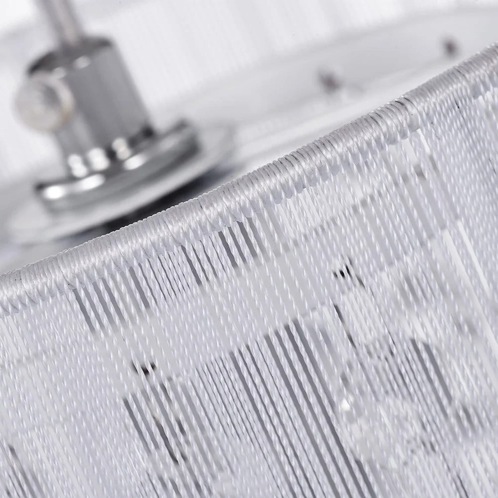 Chrome pendant lamp with cylindrical textured shade and crystals