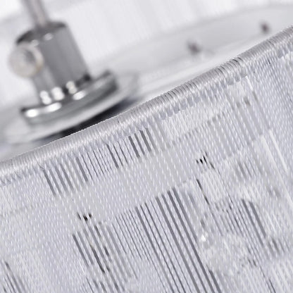 Chrome pendant lamp with cylindrical textured shade and crystals