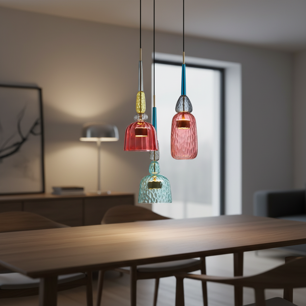 Zylindrische Glas Hängeleuchte - Colorluma